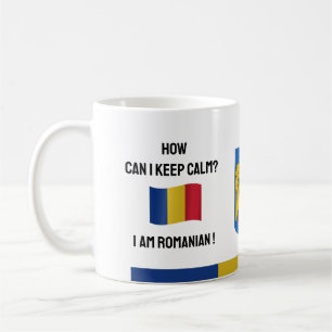 Keep Calm Romania & Funny Text, Romanian Flag Coffee Mug