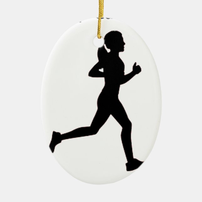 Keep calm & run on ceramic tree decoration (Front)