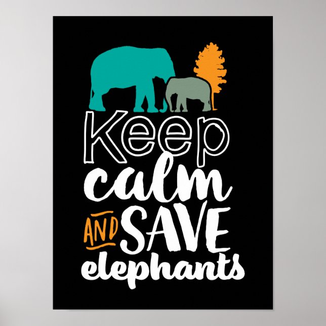 Keep Calm Save Elephants Animal Lover Volunteer Poster (Front)