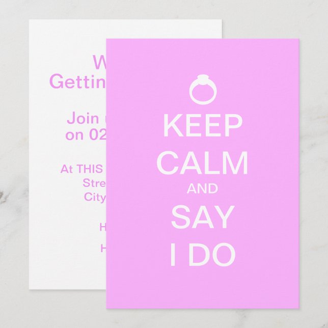 Keep Calm Save The Date Wedding Announcement (Front/Back)