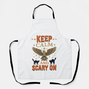 Keep Calm Scary On Vintage Halloween Vector Design Apron