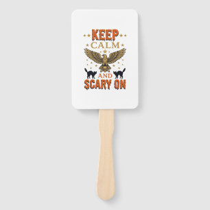 Keep Calm Scary On Vintage Halloween Vector Design Hand Fan