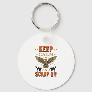 Keep Calm Scary On Vintage Halloween Vector Design Key Ring