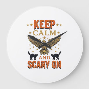 Keep Calm Scary On Vintage Halloween Vector Design Large Clock