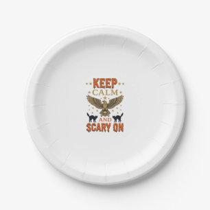 Keep Calm Scary On Vintage Halloween Vector Design Paper Plate