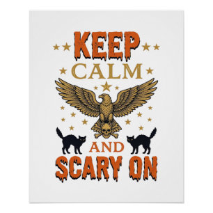 Keep Calm Scary On Vintage Halloween Vector Design Poster