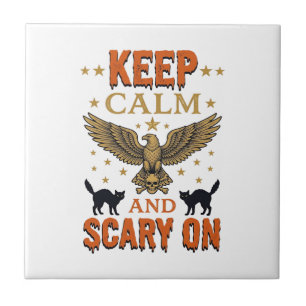 Keep Calm Scary On Vintage Halloween Vector Design Tile