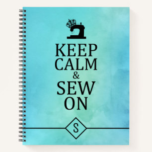 Keep Calm Sew On Crafts Blue Watercolor Notebook