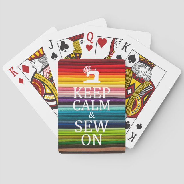 Keep Calm Sew On Crafts Rainbow Fabric Playing Cards (Back)
