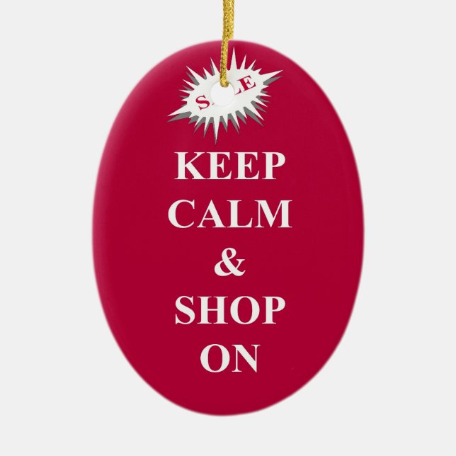 keep calm & shop on ceramic tree decoration (Front)