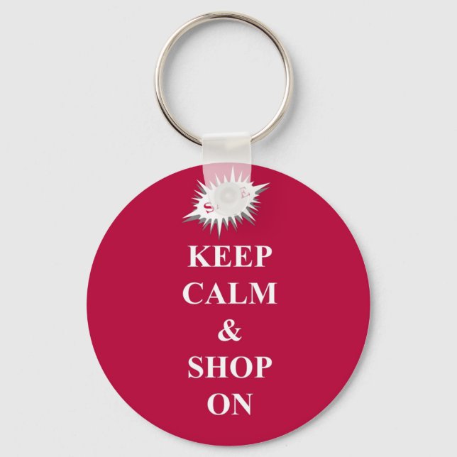 keep calm & shop on key ring (Front)