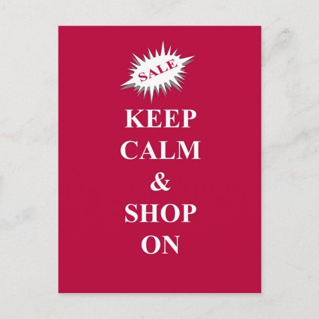 keep calm & shop on postcard (Front)