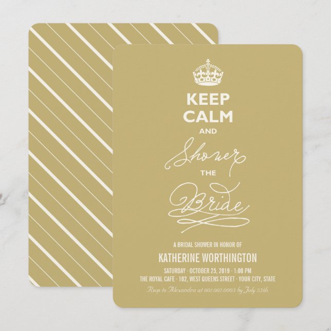 Keep Calm Shower The Bride Funny Bridal Shower  Invitation (Front/Back)