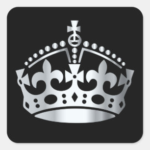 Keep Calm Silver Crown - Change background Square Sticker