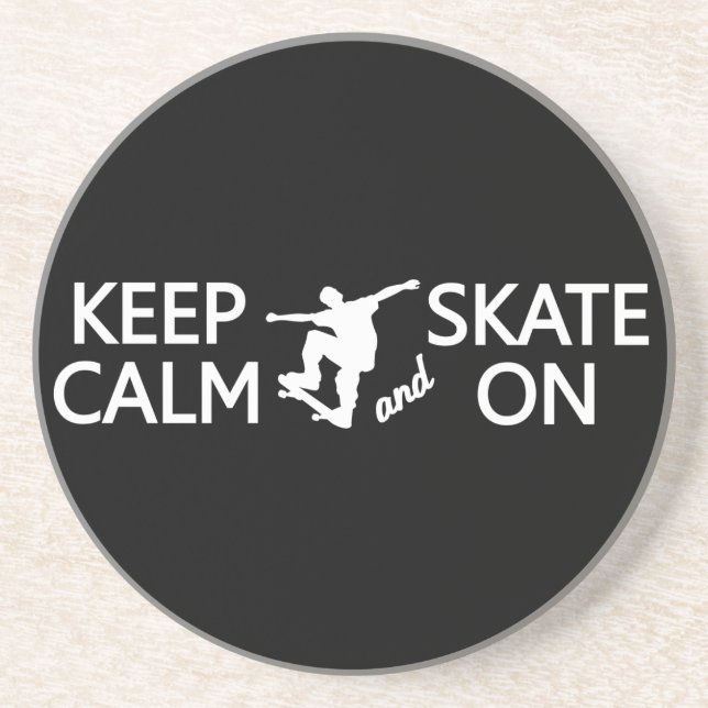 Keep Calm & Skate On custom color coaster (Front)