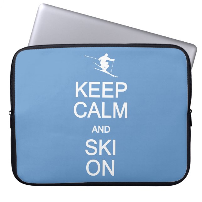 Keep Calm & Ski On custom color laptop sleeve (Front)