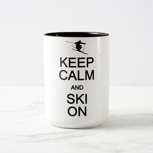 Keep Calm & Ski On mug - choose style, color (Center)
