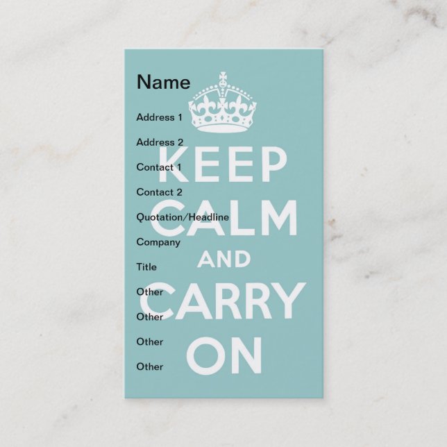 Keep Calm Sky Blue Business Card (Front)