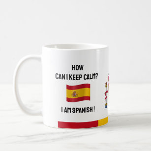 Keep Calm Spain & Funny Text, Spanish Flag Coffee Mug