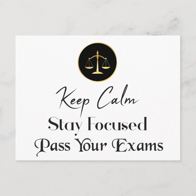Keep Calm. Stay Focused. Pass Your Exams. Postcard (Front)