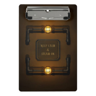 "Keep Calm & Steam On" Industrial Steampunk Sign Mini Clipboard