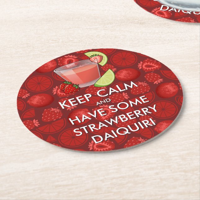 Keep Calm - Strawberry Daiquiri Paper Coaster (Angled)