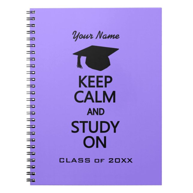 Keep Calm & Study On custom colour notebook (Front)