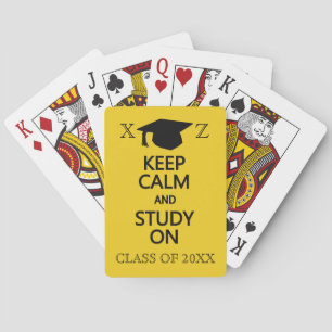 Keep Calm & Study On custom colour playing cards