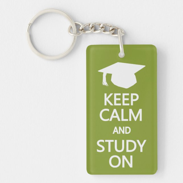 Keep Calm & Study On custom key chain (Front)