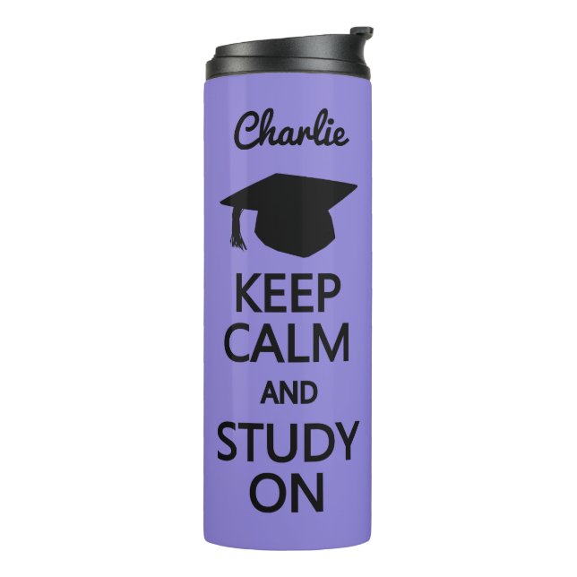 Keep Calm & Study On custom name & colour tumbler (Rotated Left)