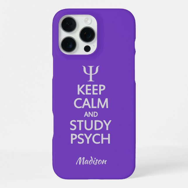 Keep Calm & Study Psych custom name & colour iPhone Case (Back)
