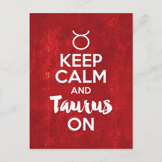 Keep Calm Taurus On Birthday Astrology Postcard (Front)