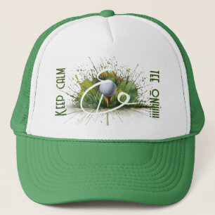 'Keep Calm & Tee On' Splash Art Golf Ball and Tee Trucker Hat