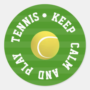 KEEP CALM TENNIS BALL - Personalised TEXT Classic Round Sticker