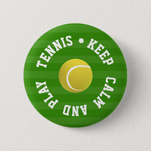 KEEP CALM TENNIS BALL - Personalized TEXT 6 Cm Round Badge