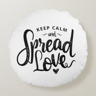 Keep Calm Text Art Love Art Inspirational Heart Ar Round Cushion