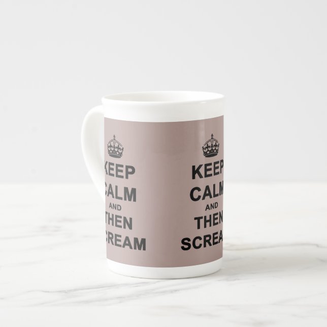 Keep Calm & Then Scream Bone China Mug (Front Left)