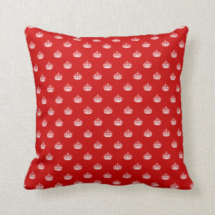 Keep calm throw pillow with crown pattern