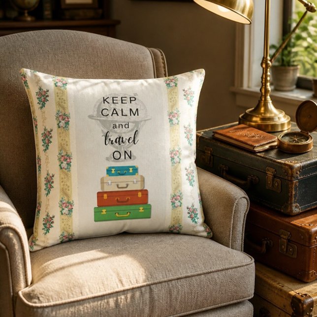 Keep Calm Travel On Throw Pillow (Creator Uploaded)