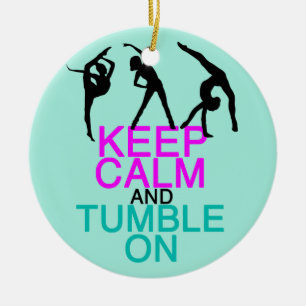 Keep Calm Tumble On Gymnastics Ceramic Tree Decoration