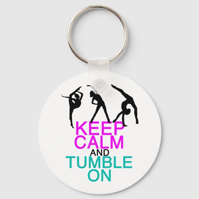 Keep Calm Tumble On Gymnastics Key Ring (Front)