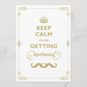 Keep Calm Two Moustache Classic Vintage Gay Weddin Invitation