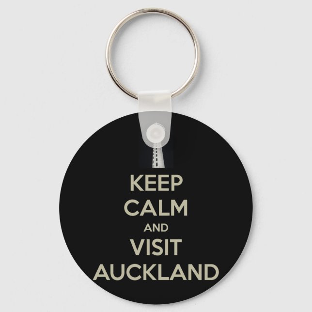 keep calm visit auckland key ring (Front)