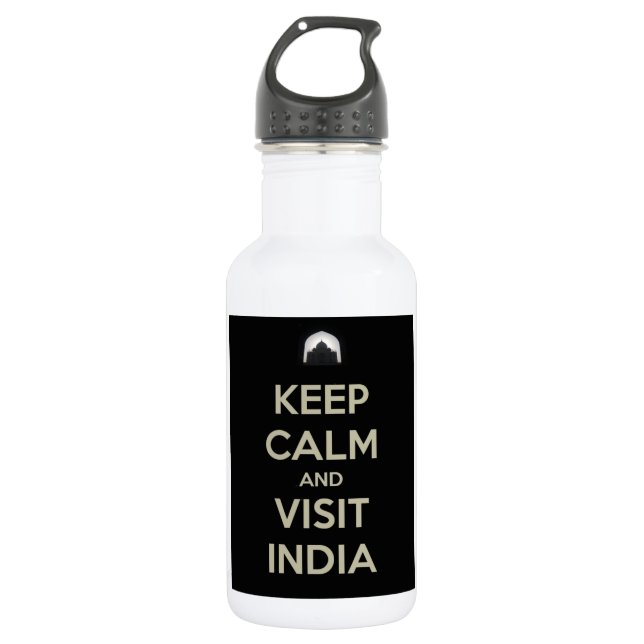 keep calm visit india 532 ml water bottle (Front)