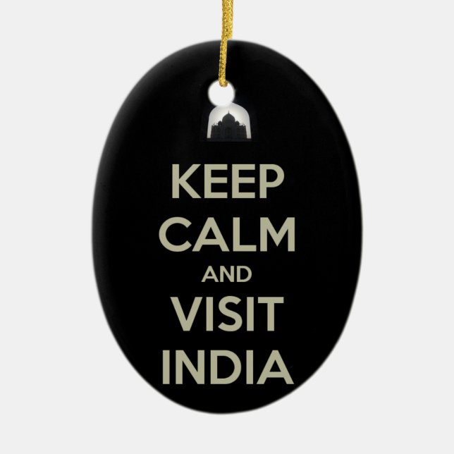 keep calm visit india ceramic tree decoration (Front)