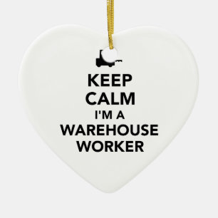 Keep calm warehouse worker ceramic tree decoration
