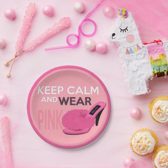 Keep Calm, Wear Pink Paper Plate (Party)