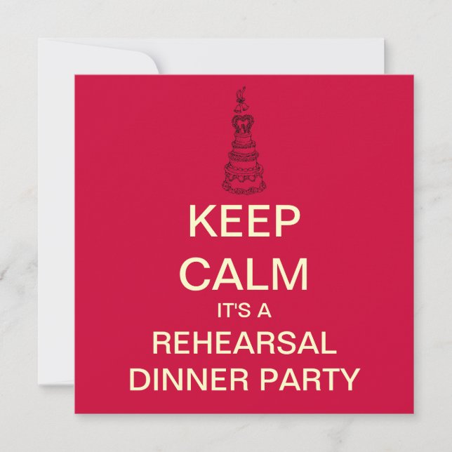 KEEP CALM Wedding Rehearsal Dinner Invite (Red) (Front)
