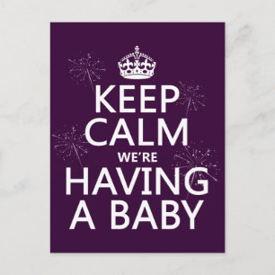 Keep Calm We're Having A Baby (in any colour) Announcement Postcard