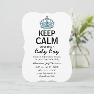 Keep Calm We've Had A Baby Boy, Baby Announcement